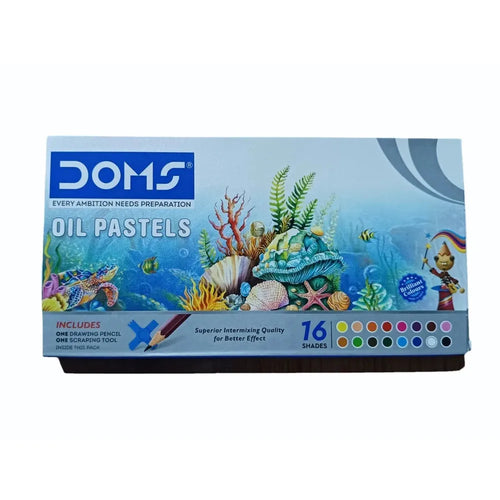 Doms 16 Shades Oil Patels including 1 Drawing Pencil, 1 Scraping Tool