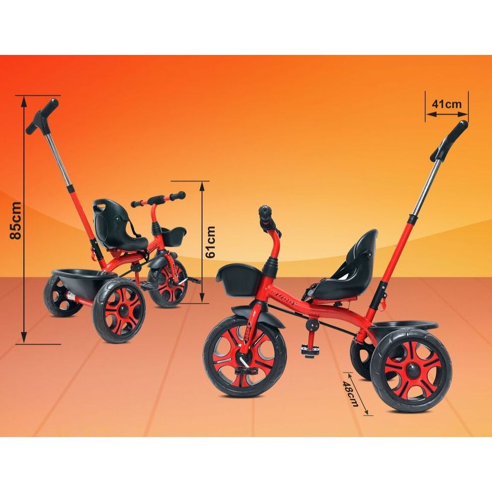 Buddy Plug N Play Kids Tricycle | Capacity Upto 30 Kgs (Red)