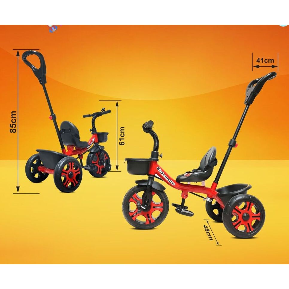 Junior Plug N Play Kids Tricycle | Capacity Upto 30 Kgs (Red)