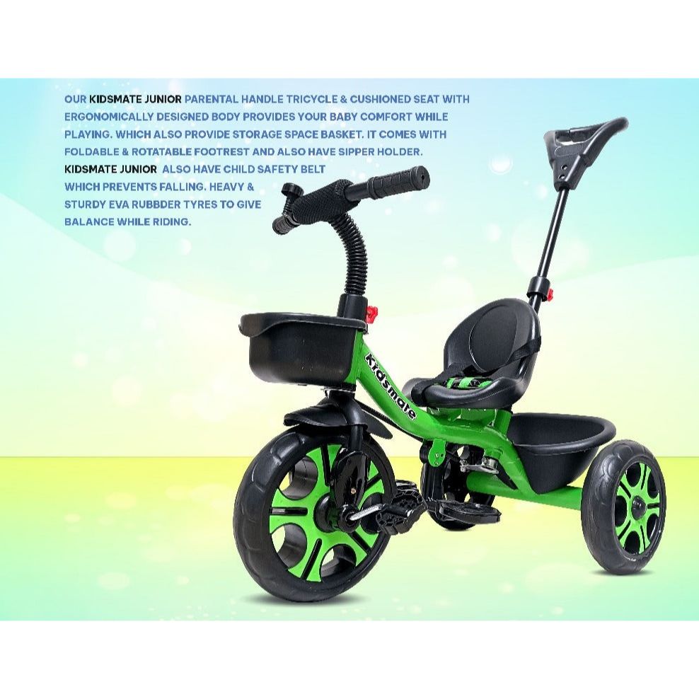 Junior Plug N Play Kids Tricycle | Capacity Upto 30 Kgs (Green)