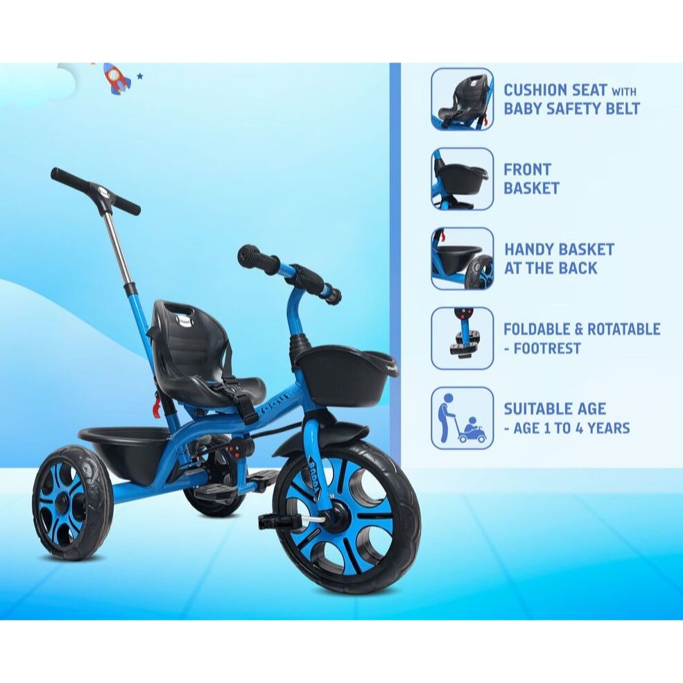 Buddy Plug N Play Kids Tricycle | Capacity Upto 30 Kgs (Sky Blue)