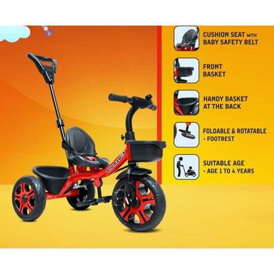 Junior Plug N Play Kids Tricycle | Capacity Upto 30 Kgs (Red)