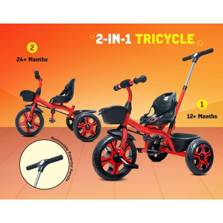 Buddy Plug N Play Kids Tricycle | Capacity Upto 30 Kgs (Red)