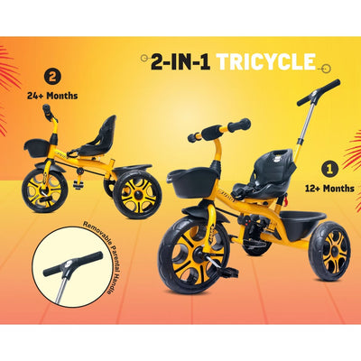 Buddy Plug N Play Kids Tricycle | Capacity Upto 30 Kgs (Yellow)