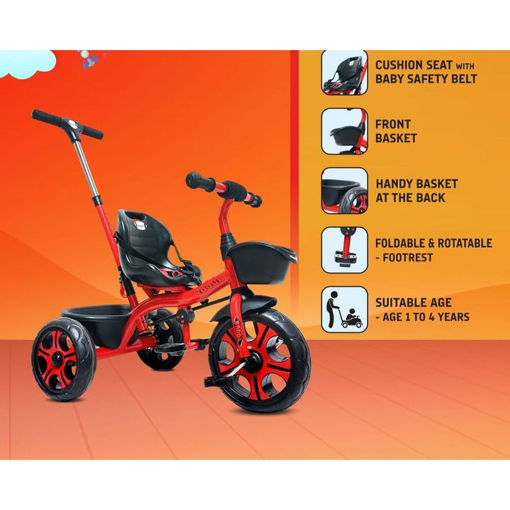 Buddy Plug N Play Kids Tricycle | Capacity Upto 30 Kgs (Red)