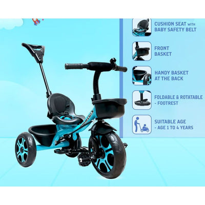 Junior Plug N Play Kids Tricycle | Capacity Upto 30 Kgs (Blue)