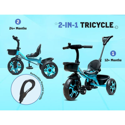 Junior Plug N Play Kids Tricycle | Capacity Upto 30 Kgs (Blue)