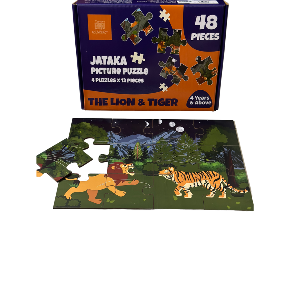 The Lion And Tiger Wooden Story Puzzles Set (48 Pieces)