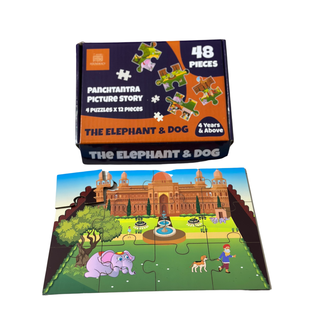 The Elephant And Dog Wooden Story Puzzles Set (48 Pieces)