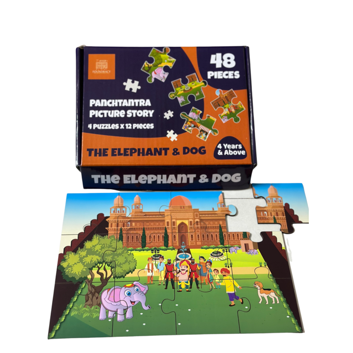 The Elephant And Dog Wooden Story Puzzles Set (48 Pieces)