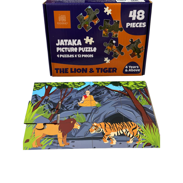 The Lion And Tiger Wooden Story Puzzles Set (48 Pieces)