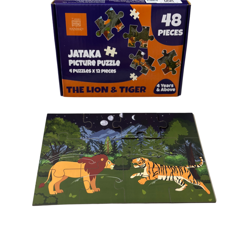 The Lion And Tiger Wooden Story Puzzles Set (48 Pieces)