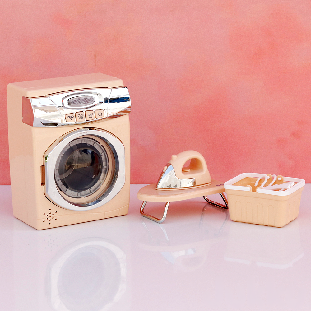 Buy Set of Realistic Little Laundry Set Washing Machine, Iron