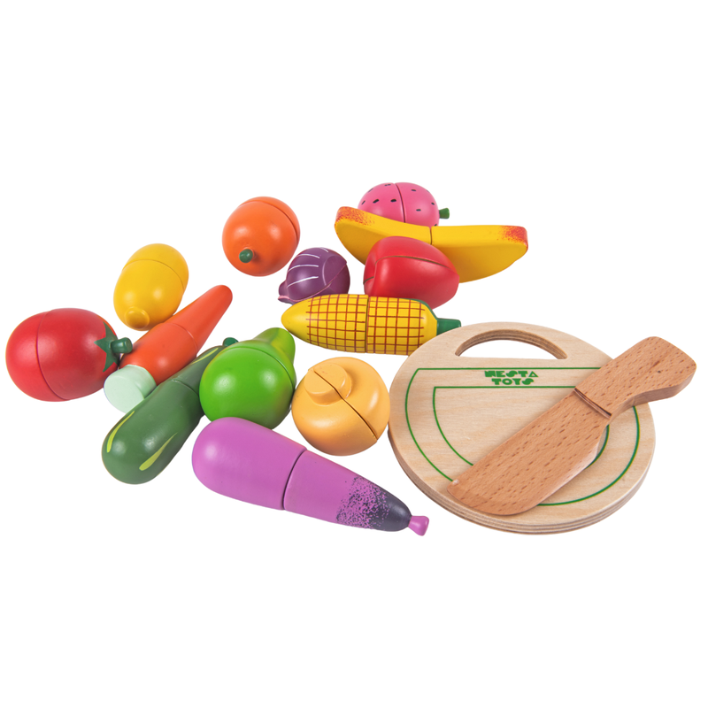 15 Pieces Wooden Magnetic Vegetables and Fruits Pretend Play Set (2-7  Years) SDD