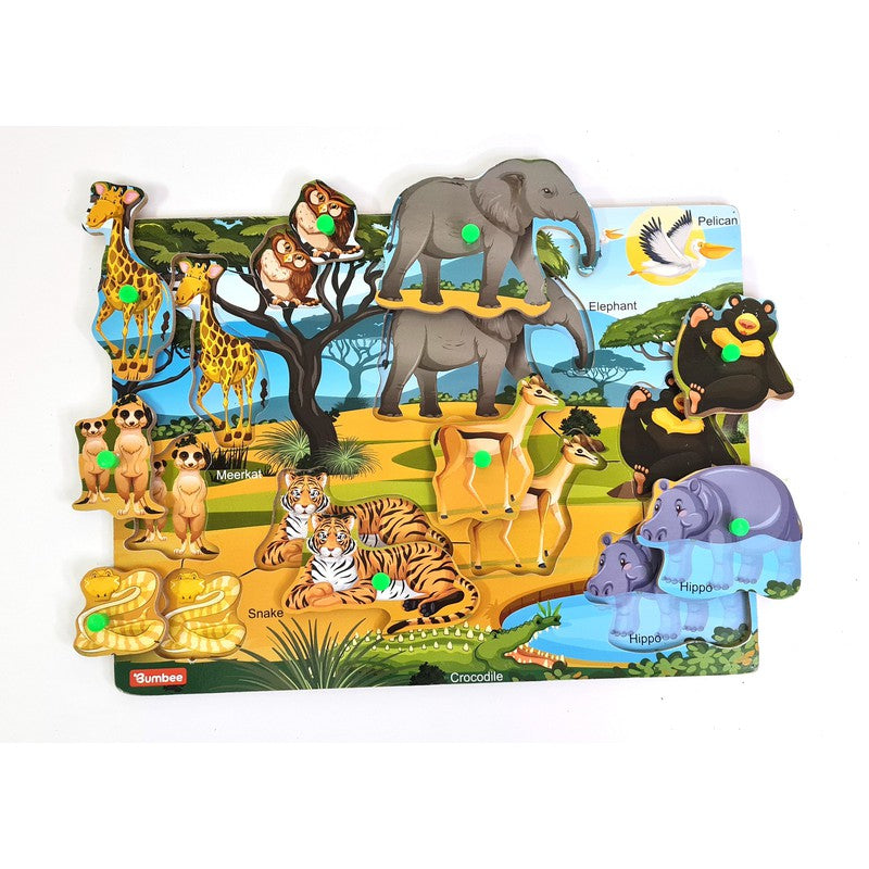 Peg Board Puzzle- Wild Animals