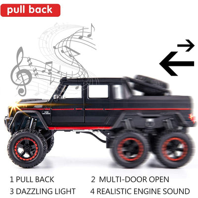 Resembling Amg 6X6 Kids Metal Diecast Car Modal Zinc Alloy Pull Back Car Toy Vehicles (Black)