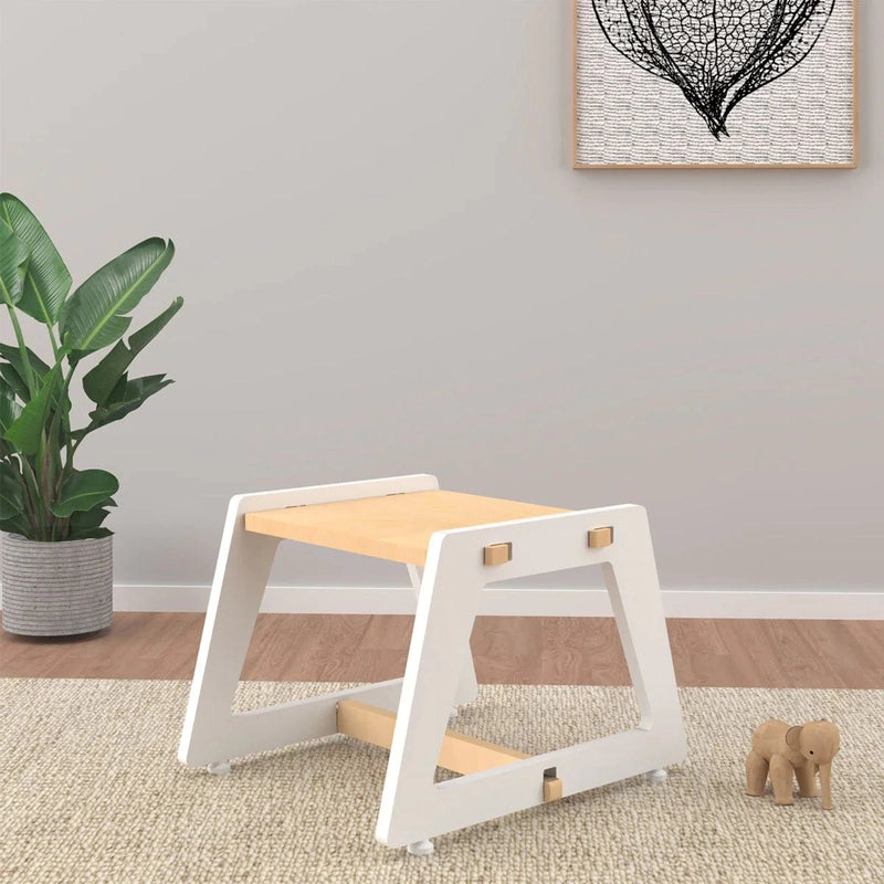 Charcoal Chikku Stool (White)