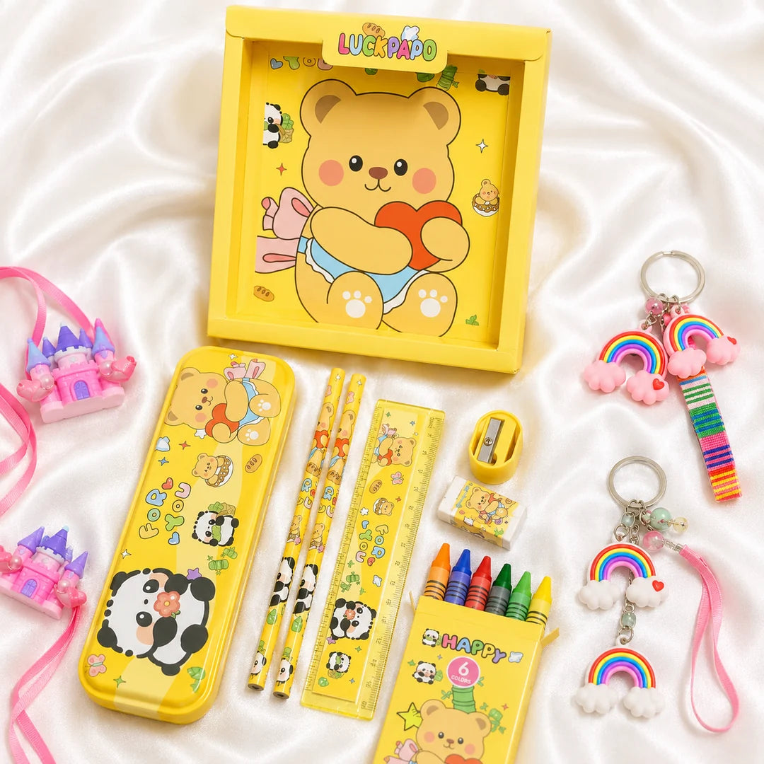 Ilearnngrow Panda Stationery Rakhi Combo | Cute Panda Pencil Box Set | Rakhi for Kids