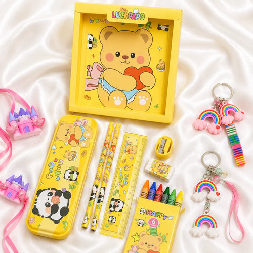 Ilearnngrow Panda Stationery Rakhi Combo | Cute Panda Pencil Box Set | Rakhi for Kids