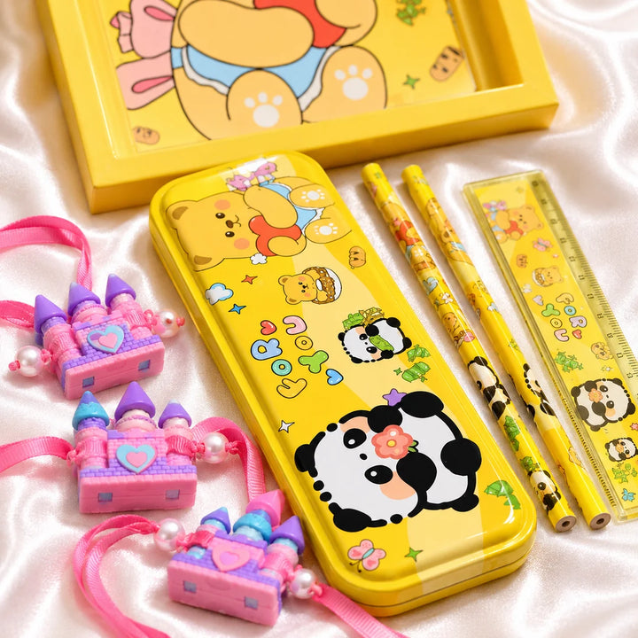 Ilearnngrow Panda Stationery Rakhi Combo | Cute Panda Pencil Box Set | Rakhi for Kids