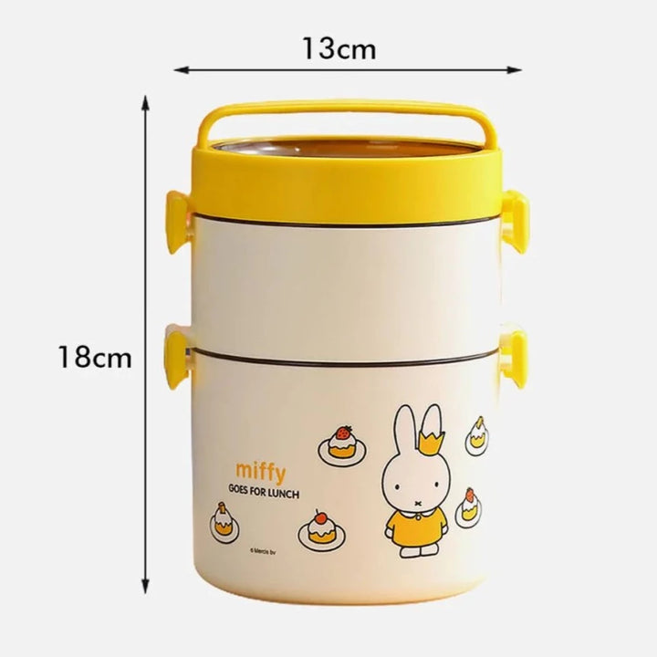 Vertical 2 storey Kids Tiffin/Lunch Box (Yellow/Cream)