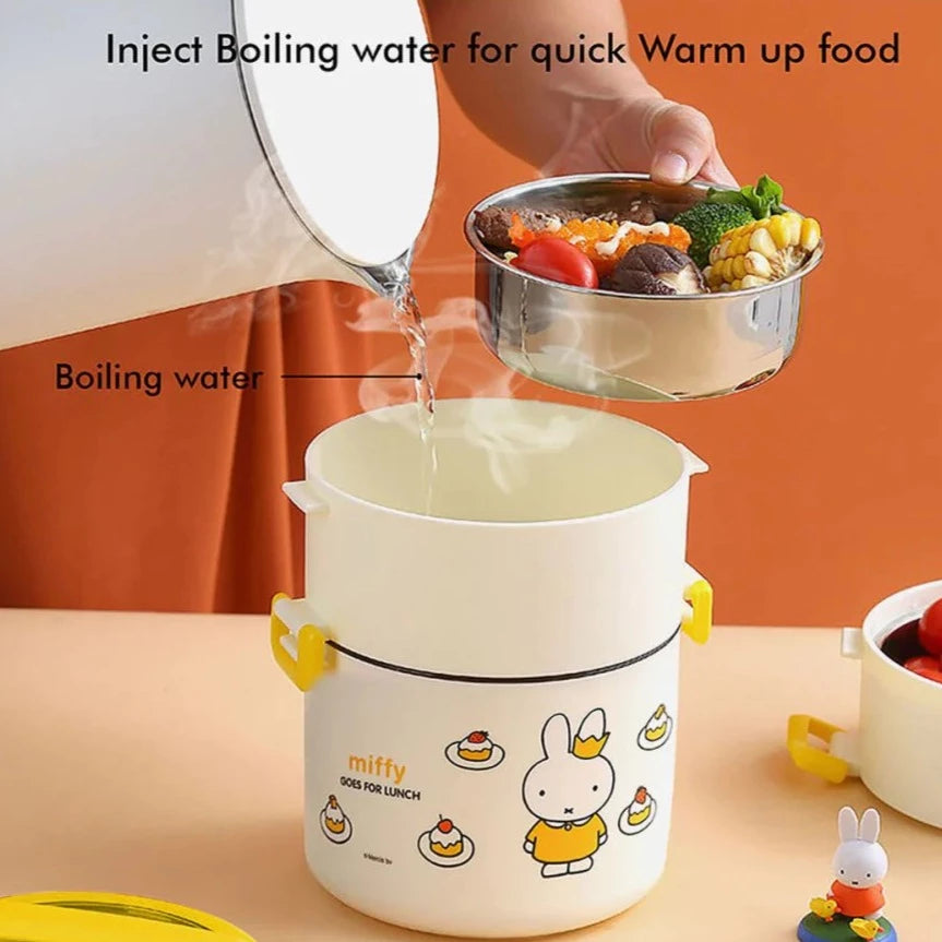 Vertical 2 storey Kids Tiffin/Lunch Box (Yellow/Cream)