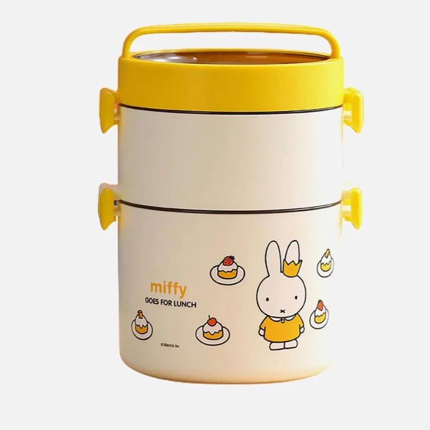 Vertical 2 storey Kids Tiffin/Lunch Box (Yellow/Cream)