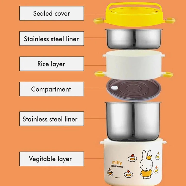 Vertical 2 storey Kids Tiffin/Lunch Box (Yellow/Cream)