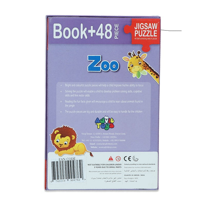 Zoo- Jigsaw Puzzle (48 Piece + Educational Fun Fact Book Inside)