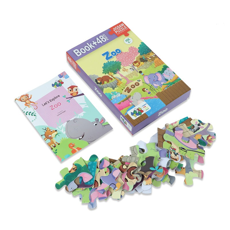 Zoo- Jigsaw Puzzle (48 Piece + Educational Fun Fact Book Inside)