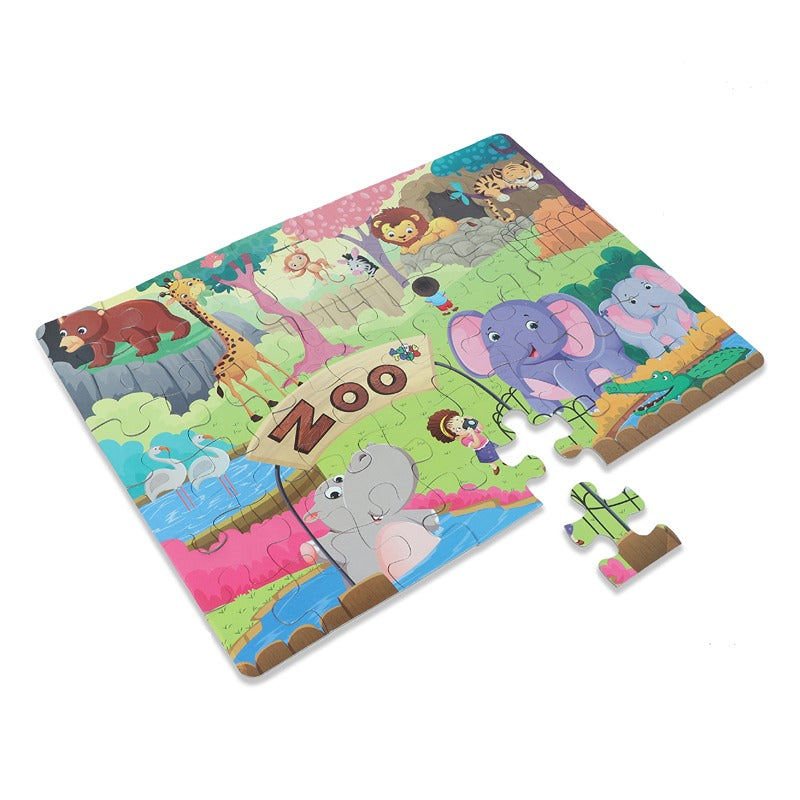 Zoo- Jigsaw Puzzle (48 Piece + Educational Fun Fact Book Inside)