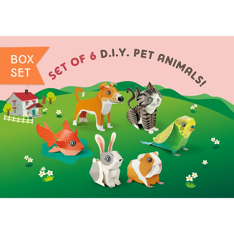 Box Set  of 6 DIY Mini Pet Animals Paper Craft Kits