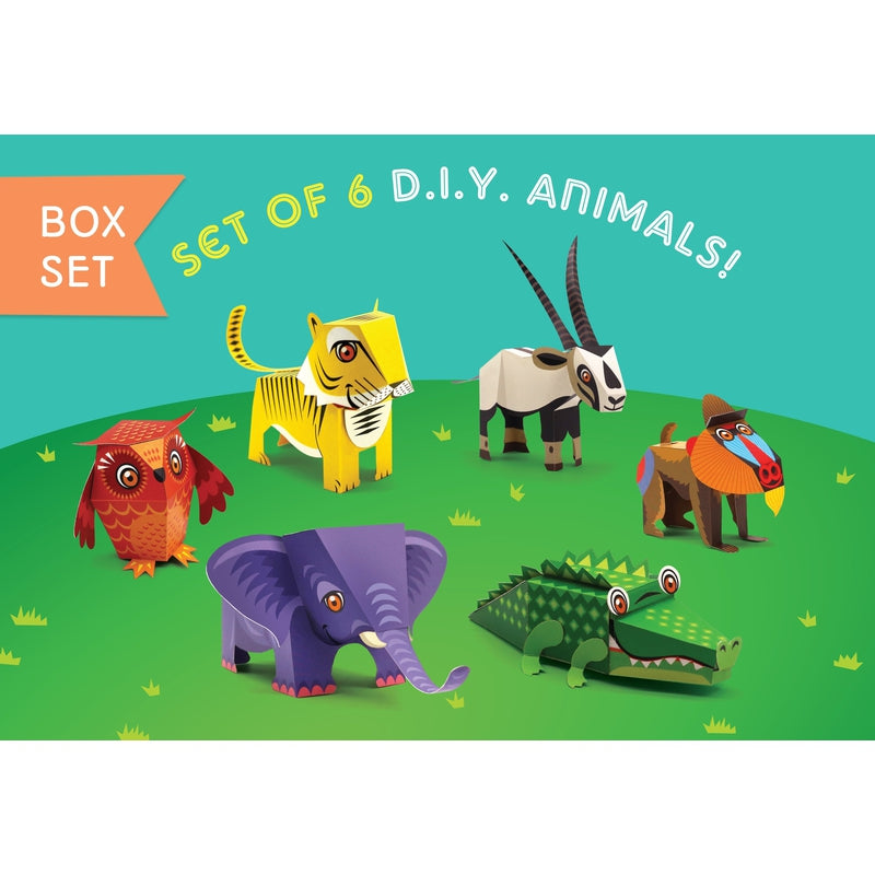 Box Set 1: Set of 6 DIY Mini Endangered Animals Paper Craft Kits