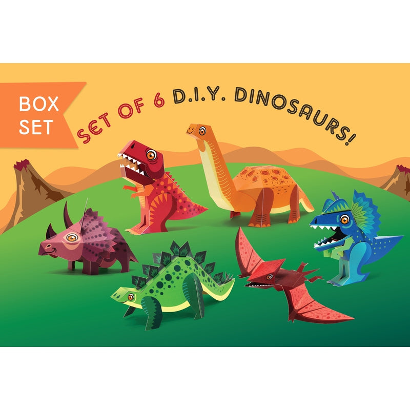 Box Set of 6 DIY Mini Prehistoric Dinosaurs Paper Craft Kits