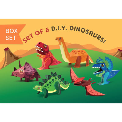 Box Set of 6 DIY Mini Prehistoric Dinosaurs Paper Craft Kits