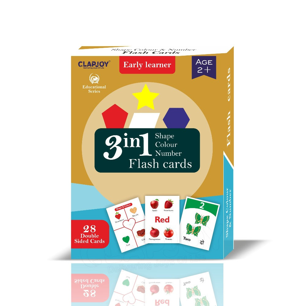 3-in-1 Double Sided Flashcards | Shapes, Colors, Numbers (2-5 Years)