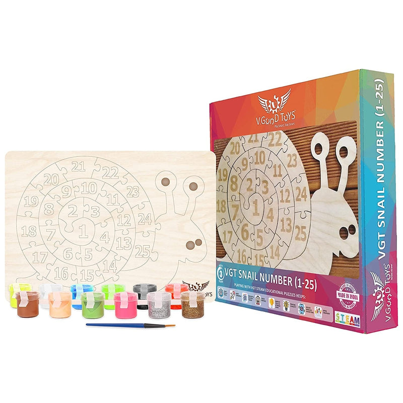 26-Piece Snail Number Puzzle – STEAM Learning with Paint & Brush (8-10 Years)