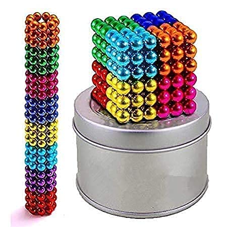 Stress Relief Magnetic Multi-Colored Balls Cube for Kids & Adults |Stress Relief Magnetic Colorful Stainless Steel Cube Ball Toy for Decoration (216 Pcs)