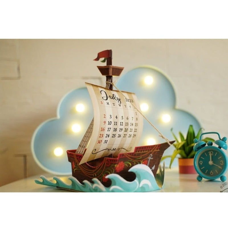 Adventure Ship Desk 3D Calendar 2023 & 2024 DIY Paper Craft Kit