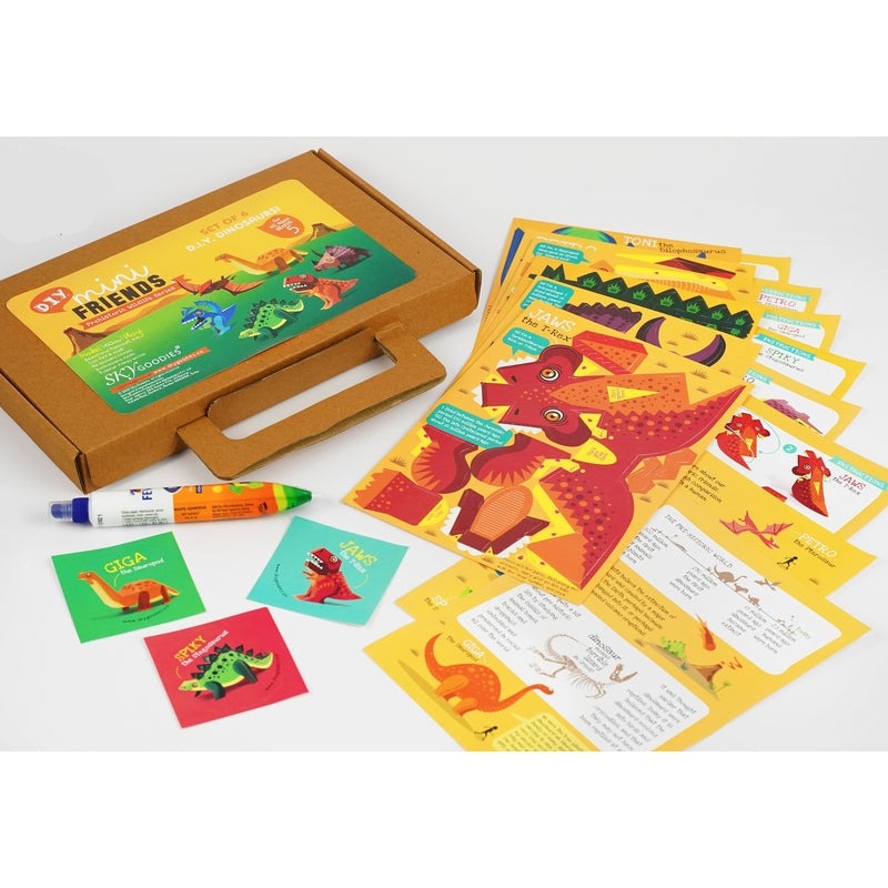 Box Set of 6 DIY Mini Prehistoric Dinosaurs Paper Craft Kits