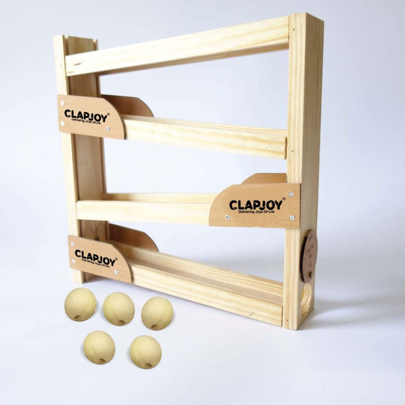 Montessori Wooden Ball Tracker with 3 Wooden Balls