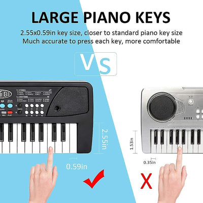 37 Key Electronic Piano Keyboard for Kids Multi-Function Portable Mini Keyboard with Microphone Musical Pianos Toys  for Boys & Girls - 37 Key