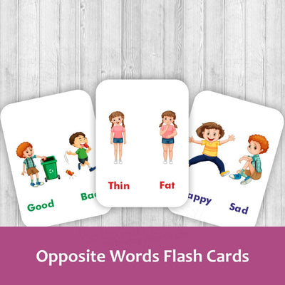 Opposite Words  Double Sided Flash Cards