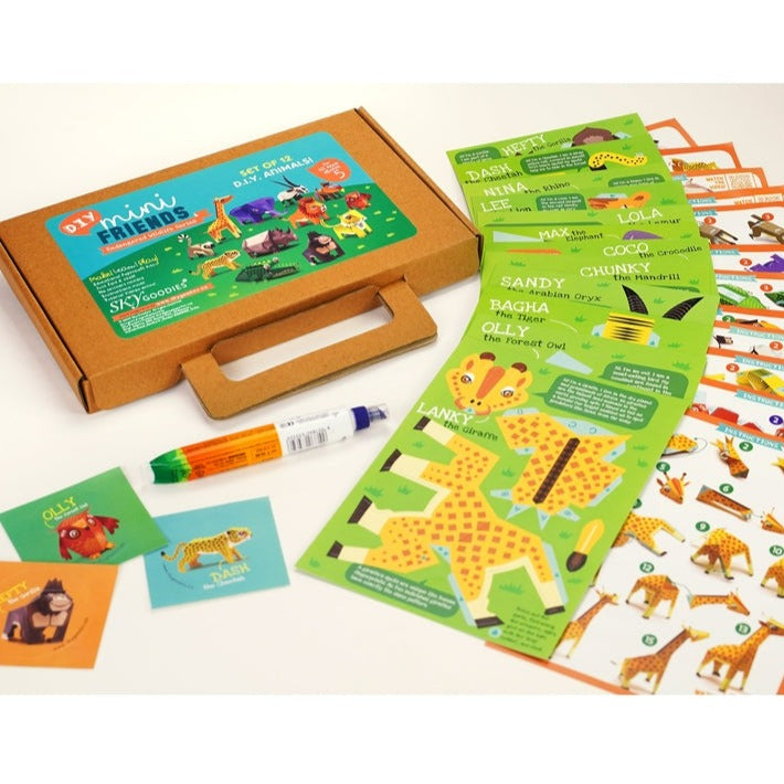 Box Set of 12 DIY Mini Endangered Animals Paper Craft Kits