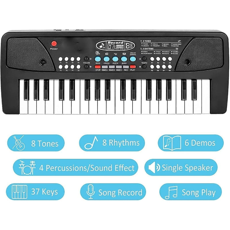 37 Key Electronic Piano Keyboard for Kids Multi-Function Portable Mini Keyboard with Microphone Musical Pianos Toys  for Boys & Girls - 37 Key
