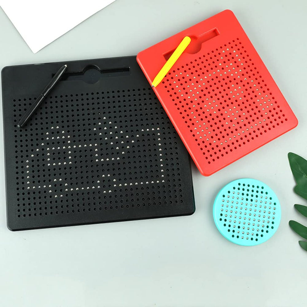 Magnetic Tablet Magnet Pad Drawing Board Kids Learning Writing Toys Steel  Bead Stylus Pen Pop Bead