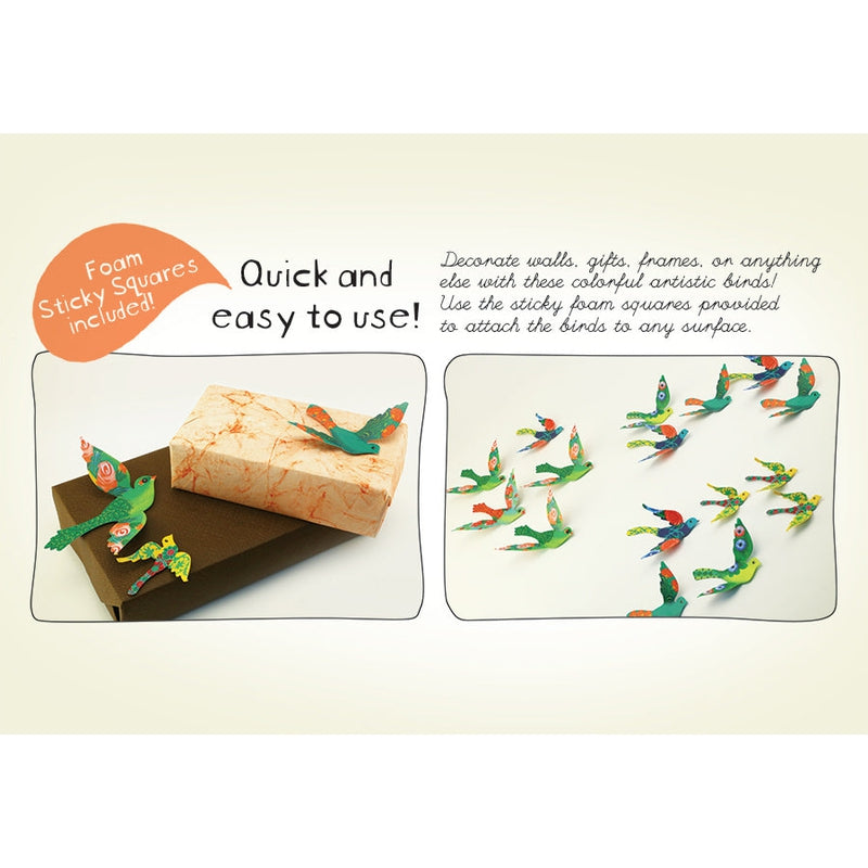 Paper Birds for Wall Decoration: Set of 24