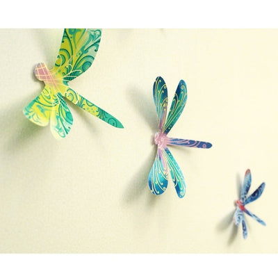 Paper Dragonflies for Wall Decoration: Set of 24