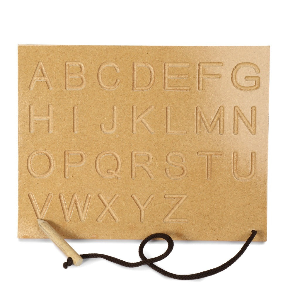 Wooden Educational Capital Alphabet Tracing Board For Kids With Pencil For Handwriting Practice