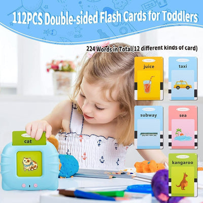 Educational Learning Talking Flash Card for Toddlers Kids | Reading Flashcards Toy for Kids | Preschool Montessori Toys for Kids-Blue